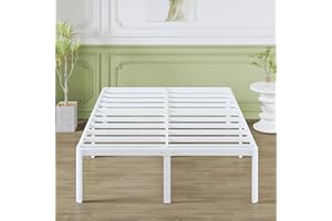 Lutown-Teen Letto 120x190 cm con Rete a Doghe in Metallo, Alta 46 cm, Struttura Letto una Piazza e Mezza con Gambe ad Angolo Curvo, Spazio Aggiuntivo Sotto, Montaggio Facile, Silenzioso, Bianco