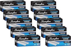 Swingline Staples, Standard, 1/4" Length, 210/Strip, 5000/Box, 10 Pack (35111) Packaging May Vary
