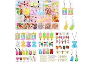 ‎JODIMITTY Jodimitty 245 Stück Ohrringe Selber Machen Set Bubble Tea Anhänger Sweet Candy Bär Kleeblatt Charms Anhänger Set für Halsketten Ohrringe Schmuck Selber Machen Set DIY Schlüsselanhänger Coole Sachen