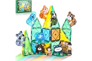 Asago Magnetische Gebäude Spielzeug, Dschungel Thema Gebäude Spielzeug für Kleinkinder, Montage 3D Struktur Tier & Wald, STEM Spielzeug für Kinder Mädchen, Jungen Alter 2 3 4 5 6