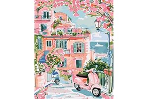 JATOK Paint by Numbers Kits for Adults, Painting Kits for Beginners On Colored Canvas, Easy DIY Acrylic Pigment Drawing Paintwork for Home Wall Decor, 16x20in Frameless, Village