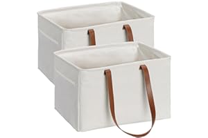 Navaris Panier à Linge Pliable - Lot 2x Corbeille Rangement Portable 43,2 x 31 x 28 cm avec Poignées et Poche Latérale - Panière Jouet Organiseur Maison