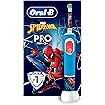 Oral-B Pro Kids Electric Toothbrush, Christmas Gifts For Kids, 1 Toothbrush Head, x4 Spiderman Stickers, 2 Modes with Kid-Friendly Sensitive Mode, For Ages 3+, 2 Pin UK Plug, Blue