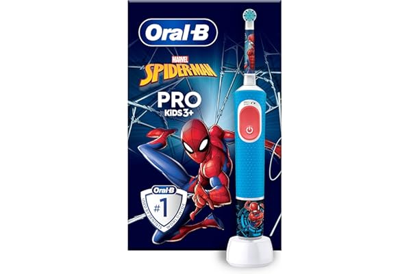 Oral-B Pro Kids Cepillo De Dientes Eléctrico, 1 Mango De Spider-Man De Marvel, 1 Cabezal, Diseñado Por Braun, Apto Para Niños Mayores De 3 Años
