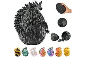 KAHAUS 3D Drache im Ei – 36 cm Deko- und Sammelfigur mit 12 cm Ei, Schwarzer Fantasy Drache, Bewegliche Sammlerfigur