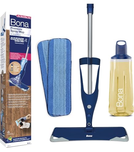 Mocio Con Spray Lavapavimenti – Con Bottiglia 500ml, Asta In Alluminio, Panno In Microfibra, Per Casa E Ufficio, Blu