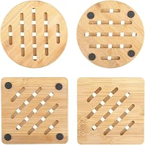 Lot De 2 Dessous De Plat En Bambou – Diamètres 18 Et 19,5 Cm – Épais 1 Cm – Résistant à La Chaleur – Antidérapant