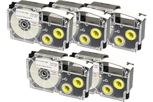PRESTIGE CARTRIDGE 5 Cassettes XR-12WE XR-12WE1 nero su bianco 12mm x 8m Nastri compatibili per Etichettatrice Casio KL-60 KL-100 KL-120 KL-200 KL-300 KL-750 KL-780 KL-820 KL-2000 KL-7000 KL-7200 KL-8100 KL-8200 CW-L300