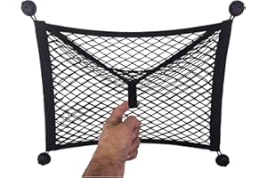 JUTTAUTO Car Storage Net, Car Cargo Rear Trunk Seat Net Elastic Mesh Bag Storage Organizer Pocket for Motorhomes, Caravans, Boats, Yacht, 35X25cm (Small)