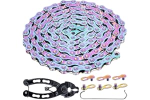 YBEKI Chaîne de vélo 9 vitesses - Couleur : 1/2 x 11/128 - 116 maillons - Avec 2 paires d'antivols