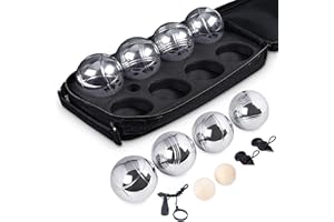 ‎HOMEWIT Homewit Boule Set 8 Boule Kugeln robuste Boule aus Metall mit 2 Holzkugeln, 2 Abstandsmesser, 1 Boules-Kugel Magnetvorrichtung & Luxuriöser Tragetasche, Strand Spiel für Erwachsene Outdoor Spielzeug