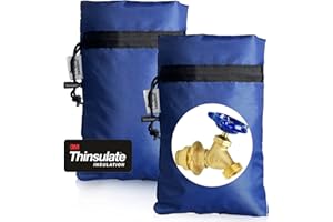 DEMEDO Enlarge Outside Tap Covers for Winter, 3M Thinsulate, 10" H x 6.3" W Hose Bib Cover for Wall Taps, Waterproof & Frost Free Insulated Spigot, 2 Pcs Faucet Socks - Blue