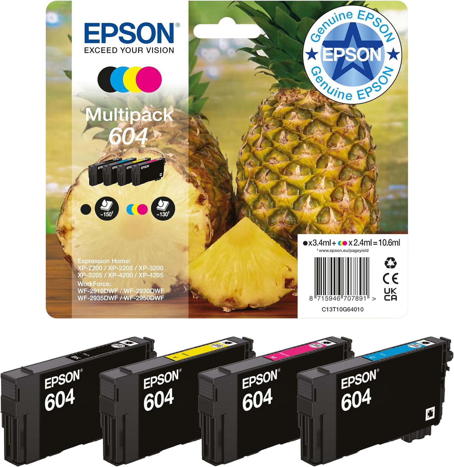 Epson 604 Pineapple, Genuine Multipack, 4-colours Ink Cartridges