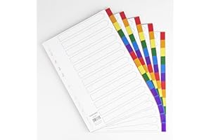 ‎PLASTOREG 5er Set 12-teiliges Register/Trennblätter aus buntem stabilem PP, DIN A4 praktischem Deckblatt aus stabilem Papier zum Beschriften. Trenn-Blätter für die Ordner-Organisation im Büro