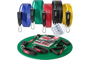 BEMAXX Juego de Bandas de Resistencia elásticas + guía de Ejercicios – Cintas Profesionales: 5 Tubos + Tobillera, Anclaje para Puerta & Asas Acolchadas | Fitness, Gimnasio, Deporte, Culturismo