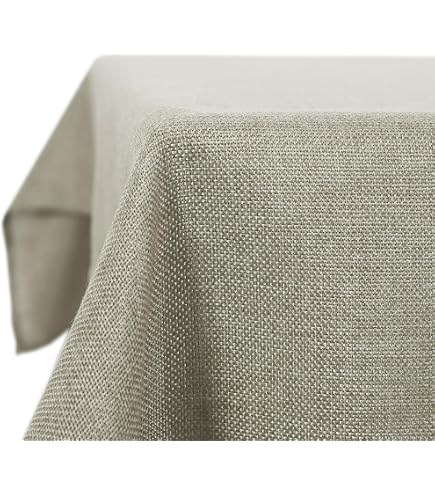 Anze Home - Tovaglia rettangolare in lino con pizzo, facile da pulire, antimacchia, per matrimoni, ricevimenti, eventi, decorazioni per feste