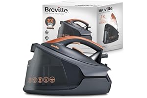 Breville DiamondXpress Steam Generator Iron | 2400 W | 160g/min Continuous Steam | 490g/min Steam Boost | Diamond Ceramic Soleplate | Detachable 1.5 L Water Tank | Grey & Rose Gold [VIN445]