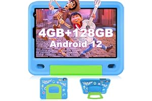 OUZRS Tablet para Niños 8 Pulgadas Android 12, 4GB RAM 64GB ROM/TF 128GB, HD 1920 * 1200 IPS, Control Parental, Kids Educativos Juegos, 4000mAh, Dual Cámara, Tablet Infantil WiFi con Funda EVA (Azul)