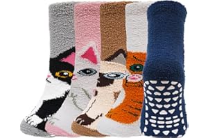 PUTUO Fluffy Winter Socks for Girls: Cute Fuzzy Fleece Non-Slip Slipper Socks for Kids – Warm Cosy Thermal Gift for Christmas Xmas 5 Pairs
