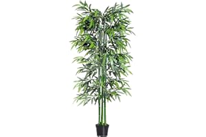 Outsunny 6ft Artificial Bamboo Tree Plant Greenary in A Pot for Home Office Planter 1.8M