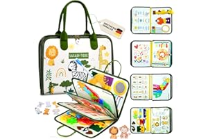 Almaxi Busy Board Deutsch Montessori Spielzeug ab 1 2 3 Jahre, 8 in 1 Montessori Spielzeug Activity Board Motorikspielzeug 5-Schichten, Lernspielzeug für Reise Auto Flugzeug ab 2-5 Jahre Junge Mädchen