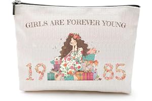 JUSJUBR 40th Birthday Gifts Makeup Bag for Women, 1985 Birthday Gift, Berry, Silver, Cosmetic Bag, Storage