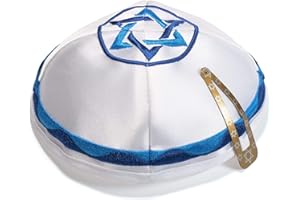 JL KIPPHA'S Estrella Blanca de Raso de David y de Color Azul kipá judía Yarmulke Yamaka Kippa Israel Cap Judaica