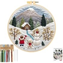 Kit Broderie Point De Croix Noël Pour Débutants - Tissu Imprimé, Fils, Aiguilles Et Cerceau Inclus - DIY Facile Pour Adultes Et Enfants