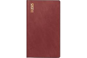 rido/idé Kalendarz kieszonkowy model mini planer d 15 (2025), 2 strony = 1 miesiąc, A6, okładka z folii piankowej Catana, czerwone wino