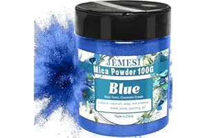 JEMESI Epoxidharz Farbe, Seifenfarbe - 100g Blau Metallic Mica Pulver Glitter Seifenfarbe Pigmentpulver für Epoxy Resin, Seifenherstellung, Badebombe, Lidschatten, Lipgloss Farbe, Slime