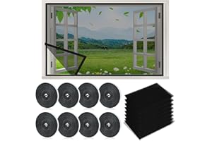 QLFJ-FURDEC 8 Stück Insektenschutz Fenster, Aktualisierung Insektengitter 1,5m x 2,0m mit 6 Rollen Selbstklebendem Klettband, Fliegengitter-Netze (8pcs Schwarz, 1,5m x 2,0m)