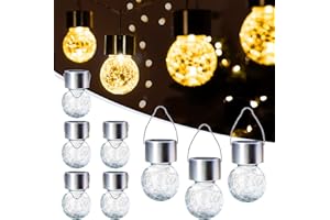 GIGALUMI Solar-Hängeleuchten für außen, 8 Stück Solar-Außenleuchten, rissiges Glas, Wasserdicht Solarleuchten für außen, Garten, Weihnachtsdeko, Hof, Zaun, Baum (warmweiß)
