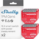 Shelly 1PM Gen4 Wireless Switch Module Matter, Zigbee and Wi-Fi, 1 Channel 16A, with Energy Consumption Measurement, Light Re