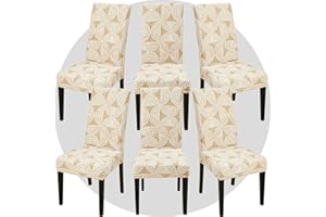 NDMMSO Dining Room Chair Covers Set of 6 Super Fit Stretch Removable Washable Dining Chair Protector Cover Seat Slipcover for Hotel, Dining Room, Ceremony, Banquet Wedding Party(Semicircle)