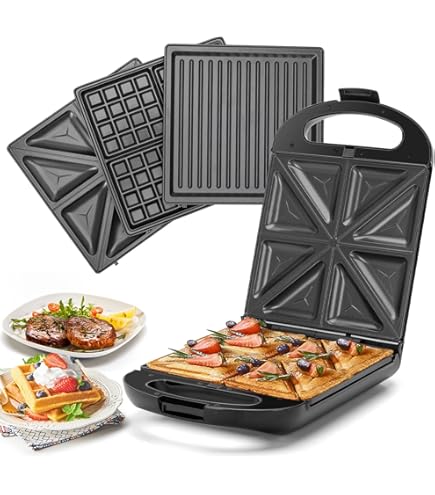 ZEEGMA 5-in-1 Multifunktions-Toaster 800W - Für Toast, Waffeln, Sandwiches