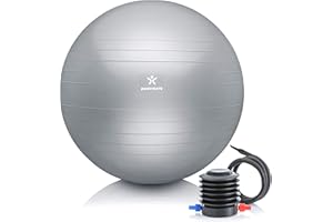 BODYMATE Anti-burst Exercise Ball - Includes Ebook and air pump - Gym-quality Swiss ball for fitness, pregnancy & birth and sizes