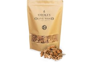 Smokey Olive Wood 1'7 litros, virutas de Madera de Olivo para Barbacoa y ahumar, Talla 2-3cm