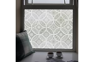 ‎DKTIE dktie Dekorfolie Glasmalerei Fensterfolie Sichtschuzfolie Milchglasfolie Kreise Statisch Haftend Privatsphäre Fensteraufkleber (Weiß, 44.5 * 200 cm)