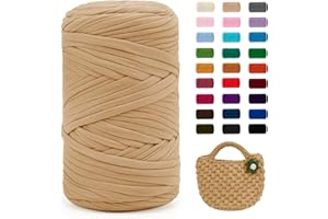 Uiopa Fil Crochet, 400g/120m Fil Polyester en Tissu Chunky Tshirt Yarn, Laine T-Shirt Crochet Trapilho pour Sacs/Paniers/Tapis, Décoration d'Intérieur, Bricolage, Artisanat