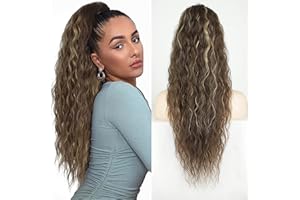 JUZIVIEE Pferdeschwanz Extensions mix Braun Lang Gewickelt Haarteil Ponytail Natürliches Kunsthaar Haar Haarverlängerunge Extensions für Damen Afro Zopf Ponytail ca.65cm 095G