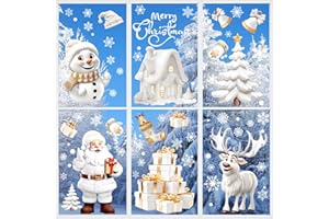 Nepfaivy Pegatinas Navidad Ventanas Cristal - 9 Hojas Vinilos Navidad Reutilizable PVC, Doble Caras Pegatinas para Ventanas Electrostáticas, Decoración Adornos para Escaparates