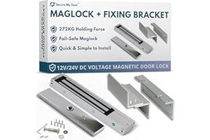 AMALOCKS SecureMyDoor - LED Maglock with Z & L Fixing Bracket | Fail Safe Magnetic Door Lock | 272KG Holding Force | for Access Control Systems | 12V - 24V DC | for Indoor Use