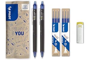 Pilot - FriXion Point Clicker 0,5, penna roller cancellabile a scomparsa, 2 blu e 2 set di 3 ricariche blu con gomma, punta fine
