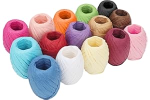 ‎BELLE VOUS Belle Vous 15er Pack Raffia Papier-Geschenkband Set - 18m pro Rolle - Bunte Bänder in 15 Farben - Bast Band Ideal für Geschenkverpackungen, DIY Dekoration, Blumensträuße, Kunst und Handwerk