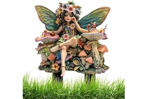 Mxshc Estatua de hada de jardín de acrílico para decoración de macetas de flores, figuras de hadas en miniatura, decoración de macetas para interiores y exteriores, arte decorativo para patio