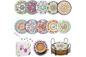 muhogxio Diamond Painting Kinder, 10 Stücke Diamond Painting Untersetzer Gläser mit Halter, Kindergeburtstag Geschenk Basteln für Erwachsene & Mädchen 7 8 9 10 11 12 Jahre