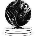 Naivasha Homeware Marble Coasters Set of 4 - Stunning Decorative Coasters in GLOSS Finish, Elegant Stone Coasters with Cork Bottom - Abstract Marble