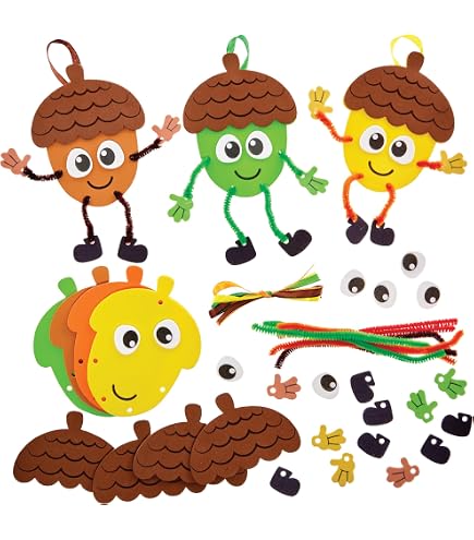 9 Pezzi Kit Artigianale Autunnale Per Bambini – Feltro E Adesivi Per Creare Ricci, Gufi E Ghirlande