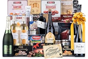 CIA&CO Cesta de Navidad con Jamón Gourmet 2025 (Lote 218) · Con Vinos Rioja, Cava, Ginebra, Cerveza y Dulces Selectos · Incluye Tarjeta Personalizable · Regalo Corporativo, Familiar o Personal Ideal