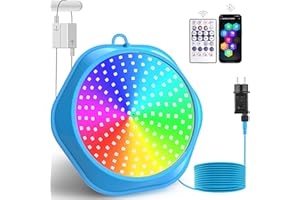 NATPOW Lumiere Piscine Submersible RGB, 6V Lampe Piscine avec Contrôle APP et Télécommande, Multicolor Bassin Éclairage Magnétique, IP68 Etanches Éclairage Led pour Fontaine, Étang